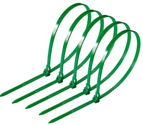 Rluobo 100 Stück Kabelbinder Wiederverschließbar, Kabelbinder 300 mm x 4,8 mm, UV Beständig, Kabelbinder Grün Set für Kabelmanagement, Gartenarbeit, im Büro, Wohnen und Werkstätten