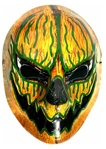 BaronHong Halloween-Maske, leuchtende LED-Maske, gruselige Masken, Maskerade, Cosplay-Kostüm, dekorativ für Männer und Frauen (Kürbis, M)