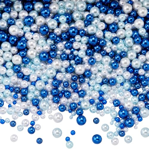 SUNNYCLUE Ca. 1500~2000 Stück Blaue Füllperlen Kunststoffperlen Ohne Loch Runde Kugel Weiß Kleine Make Up Kerzenfüller Schwimmende Sommerperle Für Nagelkunst Tischstreukerzen Vasenfüller Partydekorati