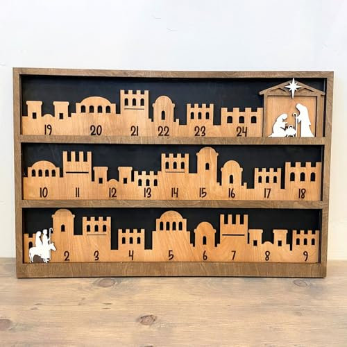 Weihnachtskrippen-Adventskalender, Holz-Adventskalender, Weihnachtsurlaub-Adventskalender 2024, 24-Tage-Adventskalender, Jesus-Countdown, religiöses Feiertagsschild, Weihnachtsdekoration,