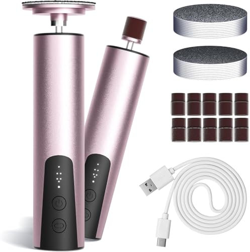Jianyana 2 In 1 Rechargeable RâPe à Pieds PéDicure Electrique Anti-Callosité Lime Pieds(Rose)