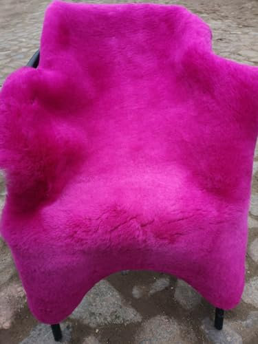 Provellus ECHT DEUTSCHE Merino LAMMFELL SCHAFFELL Fuchsia PINK DICHTE Wolle NEU L - XXL (100-110 cm x 50-60 cm)