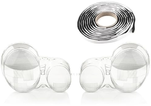 LST 2x Scheinwerferglas Streuscheibe Frontlicht Abdeckung Halogen Xenon links rechts Set kompatibel mit Mercedes-Benz E-Klasse W210 S210 1999-2003