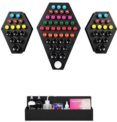 POARMEEY Tattoo-Tintenhalter Wandmontage, 71 Löcher für 1oz/4oz/8oz | Diamantform Inkl. Schrauben Für alle Wandtypen Stabile Befestigung Tattoo-Studio Organizer