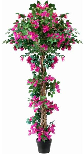 165cm Artificial Bougainvillea Tree with Flowers, Outdoor Indoor Fake Plant Ideal for Front Porch Décor