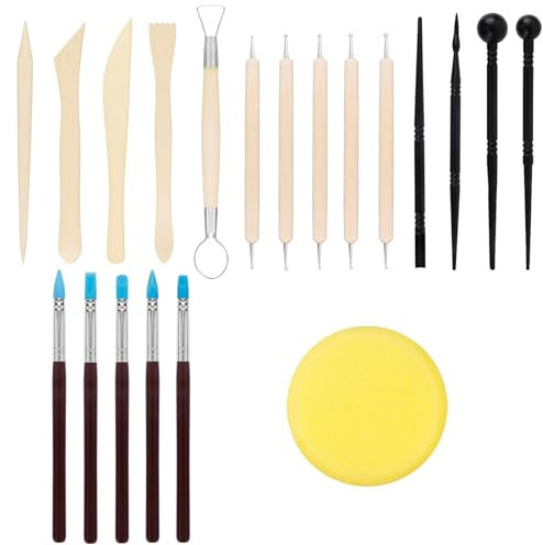 20 Stück Modelierwerkzeugset,Töpferwerkzeug,Modelliermasse Werkzeug,Wooden Carving Polymer Clay Sculpting Toolsfür Profis Anfänger Töpfer Künstler Kunsthandwerk Modellierung Shaping Carving