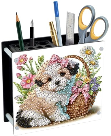 SHEGZHUC 13 x 11,8 cm - Pot à crayons de bureau - Panier à fleurs - Organisateur de peinture diamant - Porte-stylos - Porte-pinceaux - Pierres spéciales - Cadeau pour bureau, école, maison