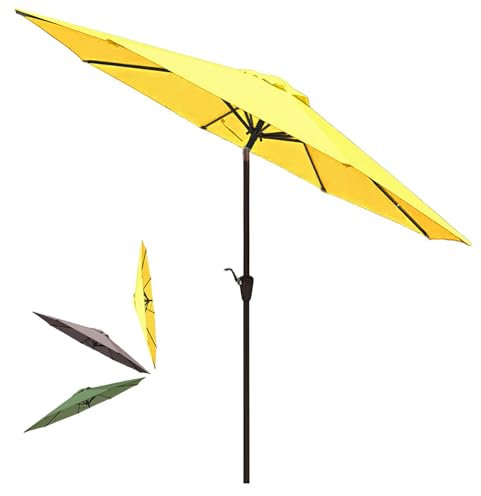 WATAOW Garden Parasol, Umbrella Patio Outdoor Tilted，Heavy Duty Polyester, For Balcony, Backyard, Pool,Portable 2.7m(Yellow)