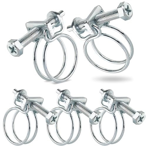Poppstar 5 Stück Doppeldraht Schlauchschellen W1 verzinkt Stahl Drahtschellen, Spannbereich-Ø 19-22mm, Draht-Ø 1,8mm