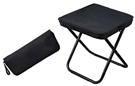 Sgabello da giardino nero per giardinaggio, pieghevole, fino a 150 kg, in alluminio con borsa per il trasporto, leggero e portatile, pieghevole, per campeggio, pesca, spiaggia, barbecue e attività