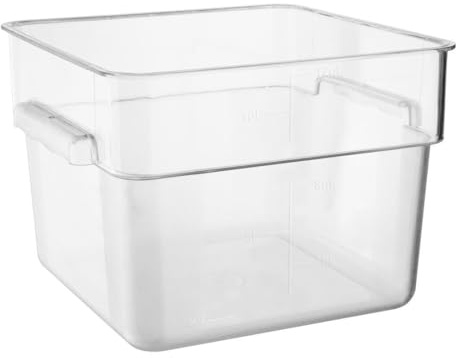Vogue Hygiplas Polycarbonate Square Storage Container, 10 Ltr | Maximises vertical space in commercial fridges and pantries with a secure, stackable design to ensure effortless retrieval.