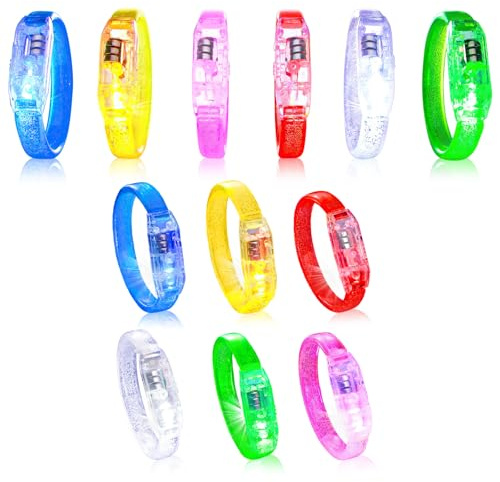 LED Leuchtarmbänder für Kinder, 12 Stück Blinkende Armbänder in der Dunkelheit, Leuchtarmband Kinder Erwachsene LED Armband, Bunt Leuchtenden Armbänder für Geburtstag Party Weihnachten Graduierung