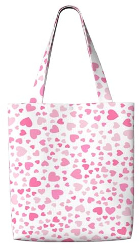 Zouey Bolsa de lona para mujer, reutilizable, con diseño de corazones pequeños.