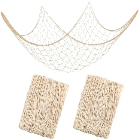 Nogeqi 2 Stück Fischernetz 100 X 200cm Fischernetz Deko Baumwolle Deco Mesh Wand Dekoration Strand Themen Wandbehang Maritime Dekoration für Meerjungfrau Muschelfangnetz Nautisches Fischnetz