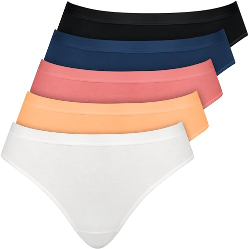 Nur Die Panty 5er Pack Damen Basic Unterwäsche Slips aus feiner Baumwolle mit Elasthan – hautfreundlich, weich & Bequeme Bund- & Beinverarbeitung