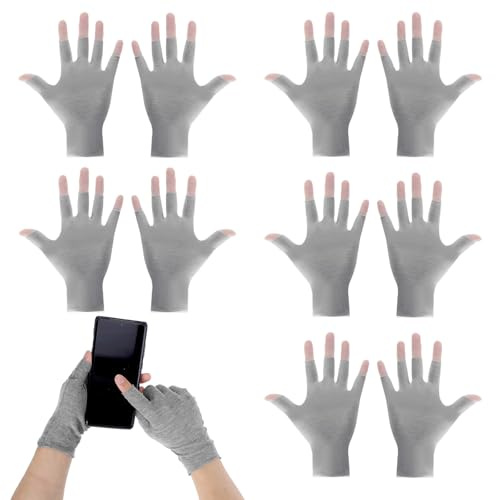 TIESOME 5 Paar Weiße Baumwollhandschuhe, Fingerlose Feuchtigkeitshandschuhe | Atmungsaktive UV Handschuhe Nägel Nachthandschuhe für Trockene Hände Schlafen Touchscreen Spa Hautbehandlung
