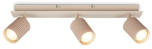 BRILONER - Deckenlampe schwenkbar, GU10 Fassung, max. 9W, Deckenstrahler, Deckenleuchte, Lampe, Wohnzimmerlampe, Schlafzimmerlampe, Küchenlampe, Deckenbeleuchtung, 45 cm, Beige