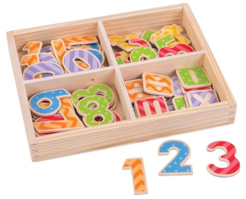 Bigjigs Toys Colourful Educational Wooden Magnetic Numbers and Symbols