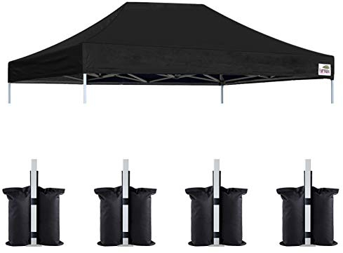 Eurmax USA Pop-Up-Pavillon-Zeltabdeckung, nur Ersatzteil, Bonus 4 Gewichtstaschen (25,4 x 38,1 cm, Schwarz)