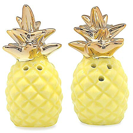 Ceramic Pineapple Salt & Pepper Shakers Yellow