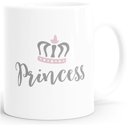 MoonWorks® Kaffee-Tasse Partner Pärchen Paare Aufdruck Princess Prince Kaffeebecher Weiss Keramik-Tasse