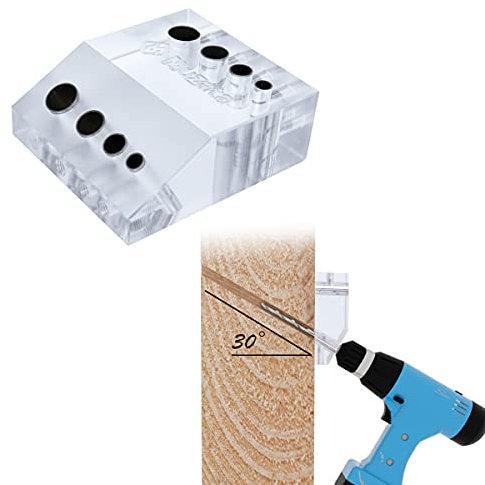 Muzata 30 90 Degree Cable Railing Angle Drill Guide Jig Visible Drilling Template 4 Sizes for Horizontal and Angled Hole for Wood Post Lag Screw Drill Cable Railing Kit Tool CT09