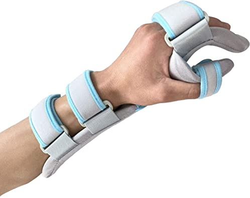 Hand Splint Unterstützung, Anti-Spastik Finger Splint Stroke Rehabilitation Ausrüstung, einstellbare Finger Orthoticsfor Stroke/Hemiplegia & TraumaticBrain Injury 914 (Color : Left, Size : L)