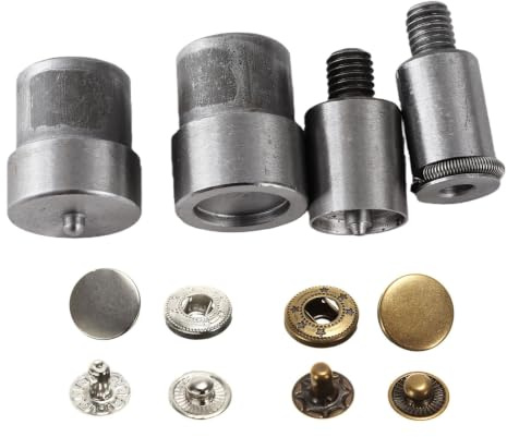 Druckknopf Stempel Set 4-teilig aus Edelstahl für 831 Druckknöpfe, Snap Press Dies Werkzeug für Handpressmaschine, 15mm Knopfpresswerkzeug für Druckknopfzange