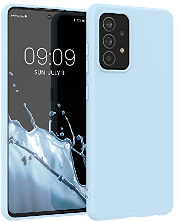 kwmobile Hülle kompatibel mit Samsung Galaxy A52 / A52 5G / A52s 5G Hülle - weiches TPU Silikon Case - Cover geeignet für kabelloses Laden - Hellblau matt