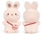 MUZIRI KINOKOO Peluche Lapin Rose avec Mignonne Pochette -23cm-Cadeau de Naissance, Garçon, Fille, bébé, Anniversaire