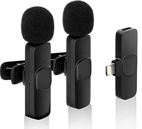 Azarton Mikrofon Handy fur iPhone – 2.4GHz Wireless Lavalier Microphone ansteckmikrofon kabellos mit Clip fur Videoaufzeichnung YouTube Facebook Live Stream Tiktok