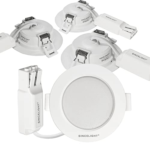SINCELIGHT LED Einbauleuchte 3W, Kleines Downlight für 65mm Deckenloch, Schrank, Vitrine, Kompakt-Profile, Neutralweiß 4000K, RA≈92 Hoher Farbwiedergabeindex, 4er-Pack