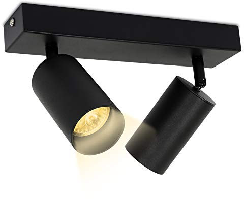 Tubiaz LED Deckenstrahler, GU10 4W LED Wandstrahler, 2-flammig Deckenlampe, Deckenleuchte Wandspot Schwenkbar, Spotleuchte Schwarz Warmweiß 3000K für Schlafzimmer Küchen(mit Leuchtmittel)