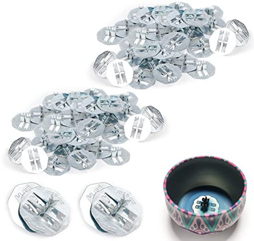 Ziosxin 260 Stück verzinkter Metallsockel, geeignet für die Herstellung von Holzkerzen, Metallhalterungsgröße: B x T (25 x 25 mm), H (8 mm), Dochte und Aufkleber nicht im Lieferumfang enthalten