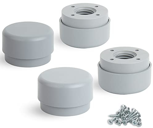 F!XBL Möbelfüße verstellbar Füße für Möbel Ø 55 mm Möbelerhöhung 23-35 mm hoch 4er Set Möbelbeine Rund Grau