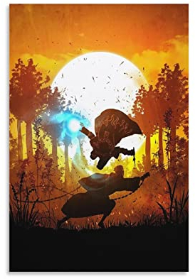 YYKG Minato Vs Obito Anime Poster Leinwand Kunst Poster und Wandkunst Bild Druck Modern Familie Schlafzimmer Dekor Poster 50 x 75 cm