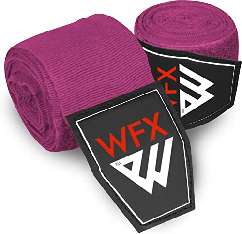WFX Fasce Boxe 3,5m & 4,5m, Arti Marziali Bende Boxe, Supporto Polso Fascia Box'e per Pugni, Protezione Delle Dita, Allenamento Elastica Pesante per Box'e, MMA, Muay Thai (Rosa 3,5 M)
