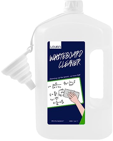 loukin Non-Toxic Whiteboard Cleaner, 1 Gallone (128oz) Dry-Erase Board Cleaner Ready-To-Use Refill, Connected Collapsible Silikontrichter für Canned Liquid, entfernt Whiteboard Flecken
