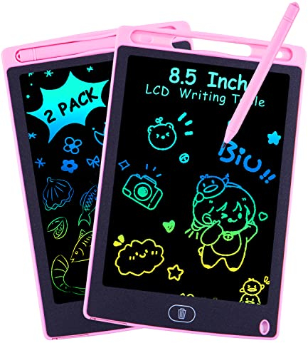 2 Stück LCD Schreibtafel Kinder Spielzeug 2 3 4 5 6 Jahre alte Jungen Mädchen, 8,5 Zoll Zaubertafel Kinder Maltafel für Geburtstag Weihnachten Geschenk Jungen Mädchen Rosa+Rosa