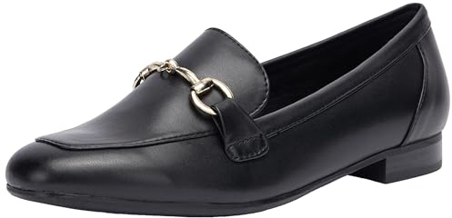 MARCO TOZZI Damen Slipper mit Blockabsatz Vegan, Schwarz (Black/gold), 42 EU