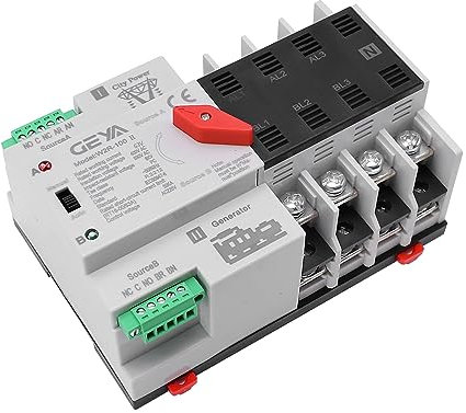 GEYA Automatischer Transferschalter Elektrische Schalter Doppelschalter Netzschalter 4-polig 63A 220V 50/60Hz Netzwerk zu Wechselstromgenerator (schwarz)