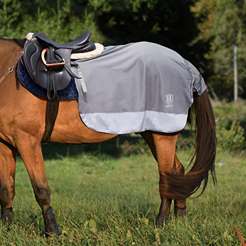 Harrison Howard Viertel Pferd Fleece und Mesh Übungsblatt - Atmungsaktiver Komfort Turnout Pferd Decke - Hi-Viz Wettkampf Teppich (L, Grey)