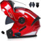 RIKCAT Modularer Motorrad-Bluetooth-Helm, DOT/ECE-zugelassenes Bluetooth-integriertes Motorrad mit Doppelvisier, Integral-Klapphelm für Erwachsene, Männer und Frauen, Sturzhelm, Moped 16,XL=61-62cm