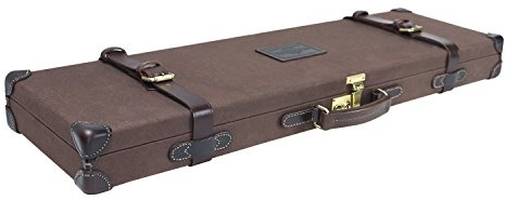 Vintage Canvas Leder Schrotflintenkoffer Hartschale Flanell gepolsterte | Gewachste Leinwand, passend für Schrotflinten mit 66 cm-81,3 cm Barrels, Kupferschlüsselschloss, zwei