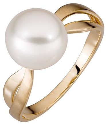 Orolino Damen Ring 585/- Gold Matt/Glanz Perle gelb 067370126