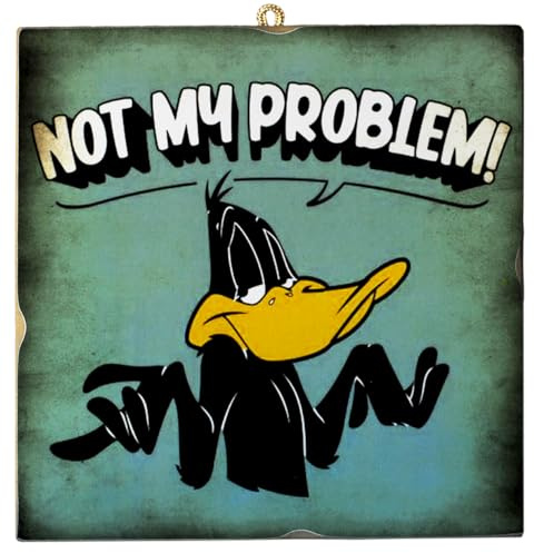 KUSTOM ART Bild im Vintage-Stil, Serie Cartoons Looney Toons Duffy Duck NOT My PROBLEM! Sammlerdruck auf Holz 23 x 23 cm.
