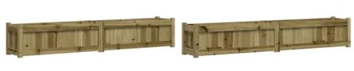 vidaXL Jardineras de Exterior 2 uds, Maceteros Rectangulares, Macetas de Hierbas Flores, Jardineras para Balcón Terraza, Madera Impregnada de Pino