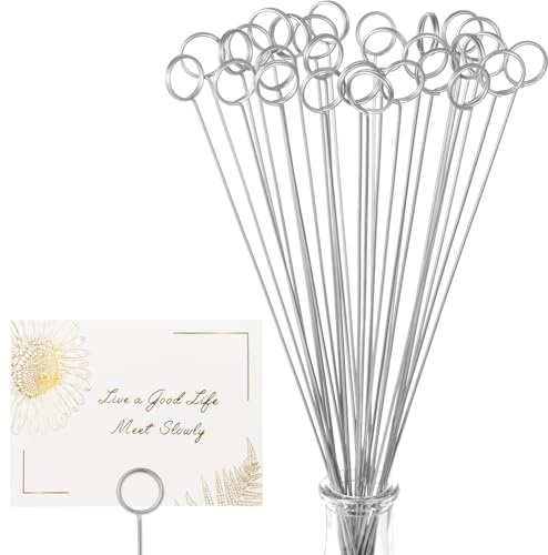 Avsty 30 x Blumen-Kartenhalter aus Draht, Tischkartenhalter für Hochzeit | Metall-Foto-Bilderhalter, Tisch-Namen-Nummer-Halter, Memo-Notiz-Halter für Blumenarrangement, Hochzeit, Party, Dekorationen