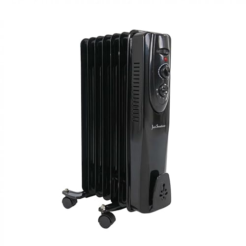 Jack Stonehouse 1500W/1.5KW Oil Filled Radiator Free Standing - Black Oil Filled Heater With 3 Power Settings - 7 Fin Portable Electric Heaters For Home Low Energy Silent - Plug In Radiator - 6kg