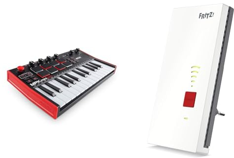 AKAI Professional MPK Mini Play MK3 - MIDI Keyboard Controller & AVM FRITZ!WLAN Mesh Repeater 2400